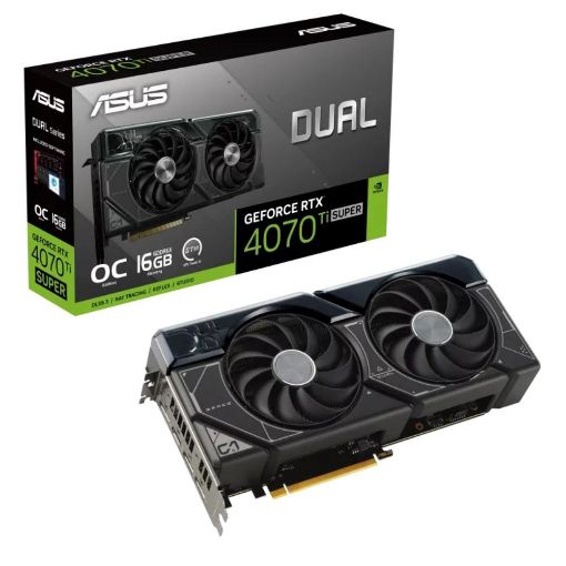 Obrázek ASUS VGA NVIDIA GeForce RTX 4070 Ti SUPER DUAL OC 16G, 16G GDDR6X, 3xDP, 1xHDMI