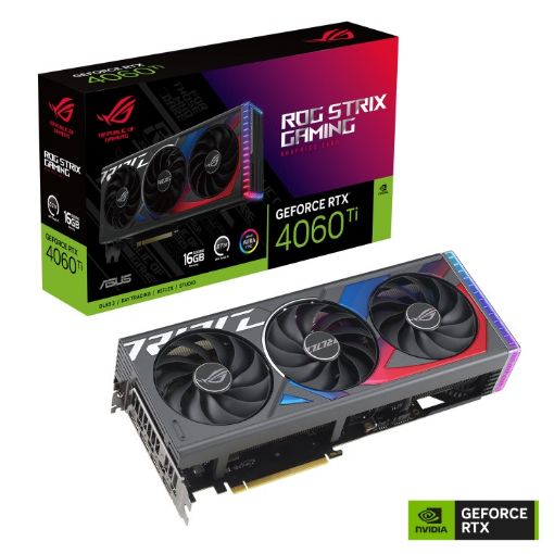 Obrázek ASUS VGA NVIDIA GeForce RTX 4060 Ti ROG STRIX GAMING 16G, 16G GDDR6, 3xDP, 1xHDMI