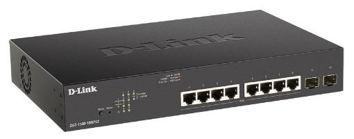 Obrázek D-Link DGS-1100-10MPV2 10-Port PoE+ Gigabit Smart Managed Switch, 8x PoE gigabit, 2x SFP, PoE budget 130W