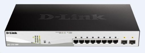 Obrázek D-Link DGS-1210-10MP 10-port Gigabit Smart+ PoE Switch, 8x GbE PoE+, 2x SFP, PoE 130W, fanless