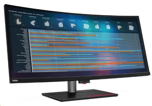 Obrázek LENOVO LCD P40w - 39.7",IPS,mat,prohnutý,21:9,5120x2160,178/178,4ms,300cd/m2,1000:1,DP,HDMI,RJ45,TB4,USB,VESA,Pivot