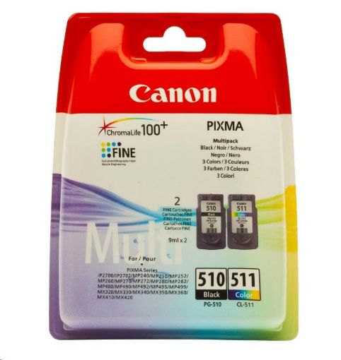 Obrázek Canon CARTRIDGE PG-510/CL-511 PVP pro PIXMA iP2700, MP230, 240, 250, 260, MP49x, MX320, 330 (220 str.)