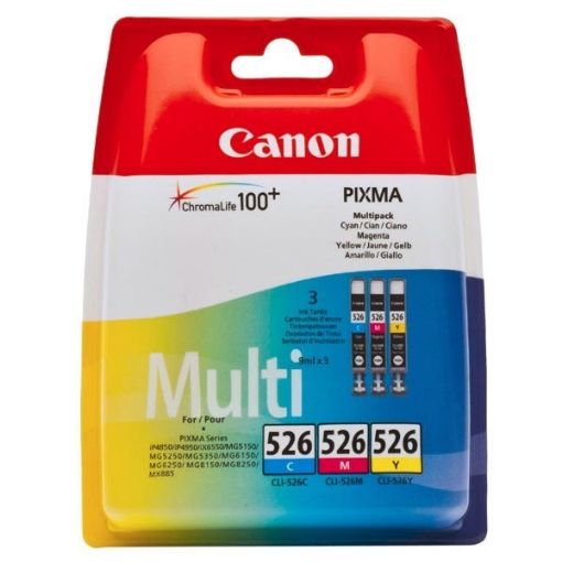 Obrázek Canon CARTRIDGE CLI-526 C/M/Y Multi pack pro PIXMA MG5150, IP4x50, MG5x50, MG8250, MX715 (450 str.)