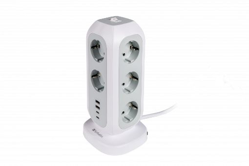 Obrázek VERBATIM EU Power Tower EUPT-01 Nabíjecí stanice ,11x 230V, 2x USB-C, 2x USB-A