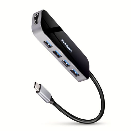 Obrázek AXAGON HMC-6H4A, USB 3.2 Gen 1 hub, porty 4x USB-A, HDMI 4k/30Hz, PD 100W, kabel USB-C 20cm