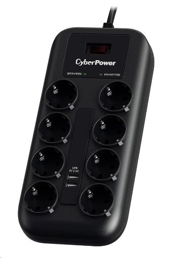 Obrázek CyberPower Surge Buster™ 8 zásuvek, 2xUSB, 1.8m, German, New