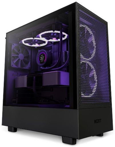 Obrázek NZXT skříň H5 Flow edition / 2x120 mm fan / USB 3.0 / USB-C 3.1 / průhledná bočnice / mesh panel / černá