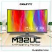 Obrázek GIGABYTE LCD - 31.5" Gaming monitor M32UC, Prohnutý VA1500R, 3840 x 2160 UHD, 144Hz, 3000:1, 350cd/m2, 1ms, 2xHDMI, 1xDP