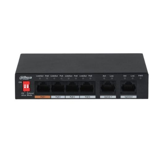 Obrázek Dahua PFS3006-4ET-60-V2, desktop switch, 6 portů, 10/100 Mb/s, neřízený, 4 PoE