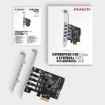 Obrázek AXAGON PCEU-43RS, PCIe řadič, 4x USB 3.2 Gen 1 port, 5 Gbps, napájení z PCIe nebo SATA, SP & LP