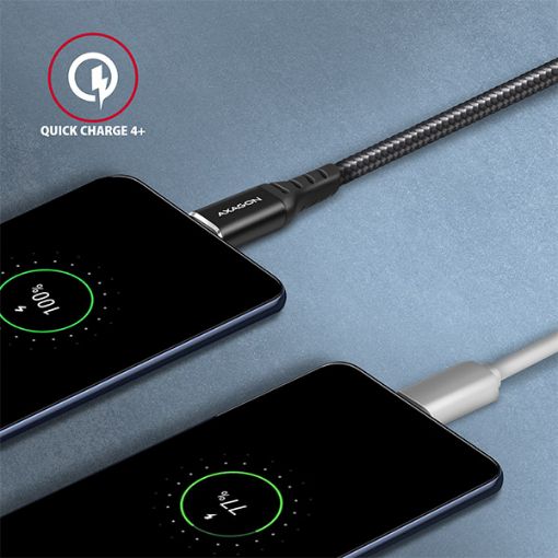 Obrázek AXAGON BUCM-CM30AB, HQ kabel USB-C <-> USB-C, 3m, USB 2.0, PD 60W 3A, ALU, oplet, černý