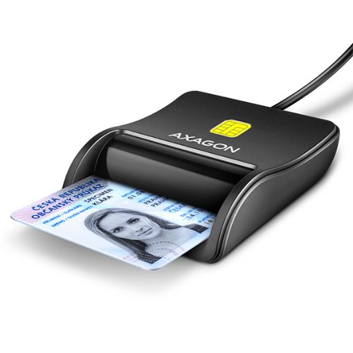 Obrázek AXAGON CRE-SM3N, USB-A FlatReader čtečka kontaktních karet Smart card (eObčanka), kabel 1.3m