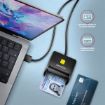 Obrázek AXAGON CRE-SM3N, USB-A FlatReader čtečka kontaktních karet Smart card (eObčanka), kabel 1.3m