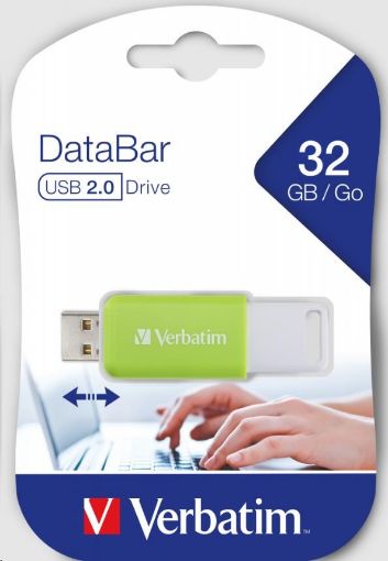 Obrázek VERBATIM Flash Disk 32GB DataBar USB 2.0 Drive, zelená