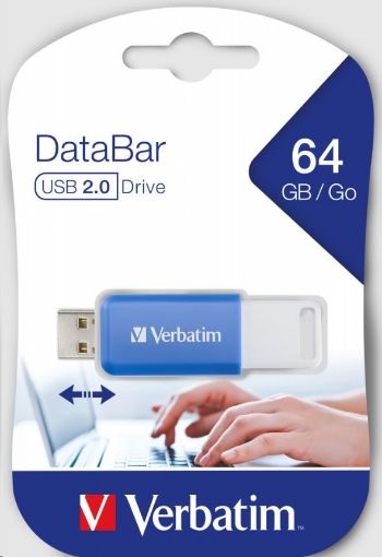 Obrázek VERBATIM Flash Disk 64GB DataBar USB 2.0 Drive, modrá