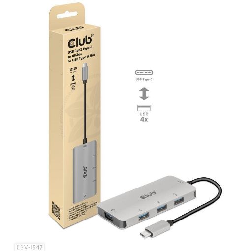 Obrázek Club3D hub USB-C Gen2 na 10Gbps 4x USB Type-A Hub