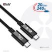 Obrázek Club3D kabel USB4 Gen2x2 Typ-C, Oboustranný USB-IF Certifikovaný data kabel, Data 20Gbps, PD 240W(48V/5A) EPR M/M 2m