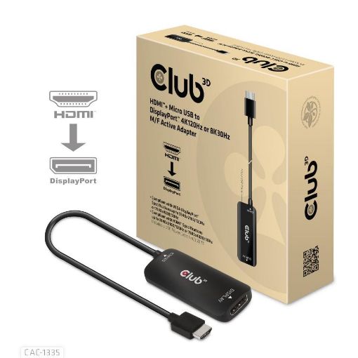 Obrázek Club3D Adaptér HDMI + Micro USB na DisplayPort 4K120Hz/8K30Hz, Active Adapter M/F