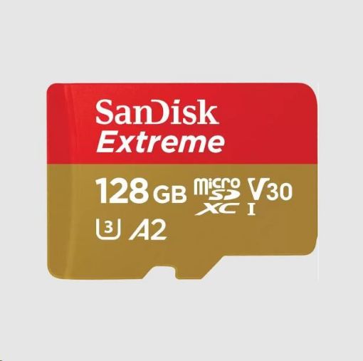 Obrázek SanDisk micro SDXC karta 128GB Extreme (190 MB/s Class 10, UHS-I U3 V30) + adaptér