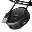 Obrázek AXAGON HUE-P1AL, 4x USB 3.2 Gen 1 ROUND hub, micro USB napájecí konektor, kabel USB-A 1.2m