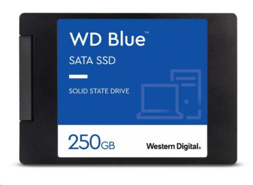 Obrázek WD BLUE SSD 3D NAND WDS250G3B0A 250GB SA510 SATA/600, (R:555, W:440MB/s), 2.5"