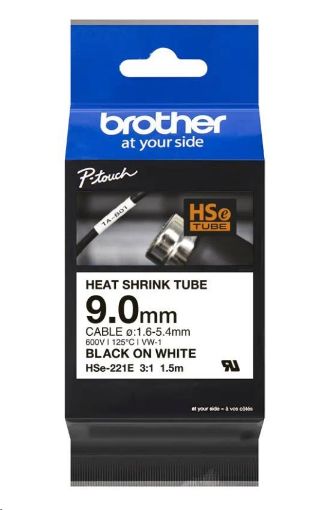 Obrázek BROTHER smršťovací bužírka - HSE-221E bílá pro E300VP H300 H500 E550 P700 P750 D800 P900 P950 - 9,0 mm/ 1,6-5,4 / 3:1