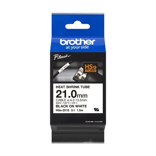 Obrázek BROTHER smršťovací bužírka - HSE-251E bílá pro H300 H500 E550 P700 P750 D800 P900 P950 - 21mm / 4,2-13,5mm / 3:1