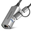 Obrázek AXAGON ADE-TXCA, USB-C + USB-A 3.2 Gen 1 - Gigabit Ethernet síťová karta, Asix AX88179, auto instal