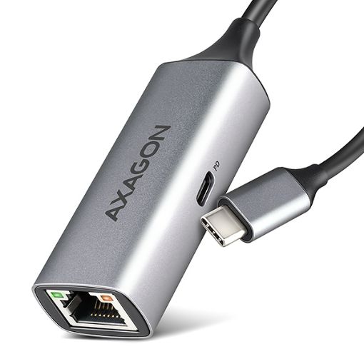 Obrázek AXAGON ADE-TXPD, USB-C 3.2 Gen 1 - Gigabit Ethernet síťová karta, Asix AX88179, PD 100W, auto instal