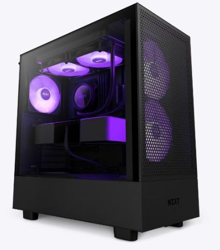 Obrázek NZXT skříň H5 Flow RGB edition / 2x120 mm fan / USB 3.0 / USB-C 3.1 / RGB / průhledná bočnice / mesh panel / černá