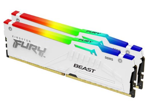 Obrázek KINGSTON DIMM DDR5 32GB (Kit of 2) 5200MT/s CL36 FURY Beast Bílá RGB EXPO