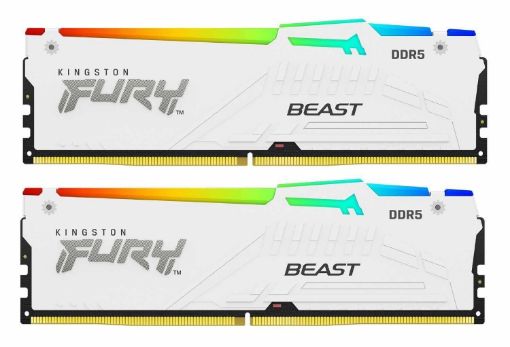 Obrázek KINGSTON DIMM DDR5 32GB (Kit of 2) 6000MT/s CL30 Non-ECC FURY Beast RGB XMP, Bílá