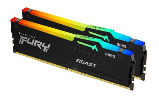 Obrázek KINGSTON DIMM DDR5 64GB (Kit of 2) 6400MT/s CL32 Non-ECC FURY Beast RGB XMP, Černá