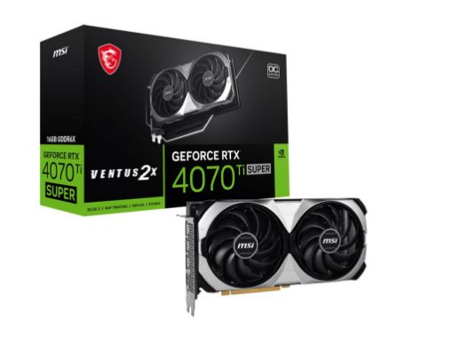 Obrázek MSI VGA NVIDIA GeForce RTX 4070 Ti SUPER 16G VENTUS 2X OC, 16G GDDR6X, 3xDP, 1xHDMI