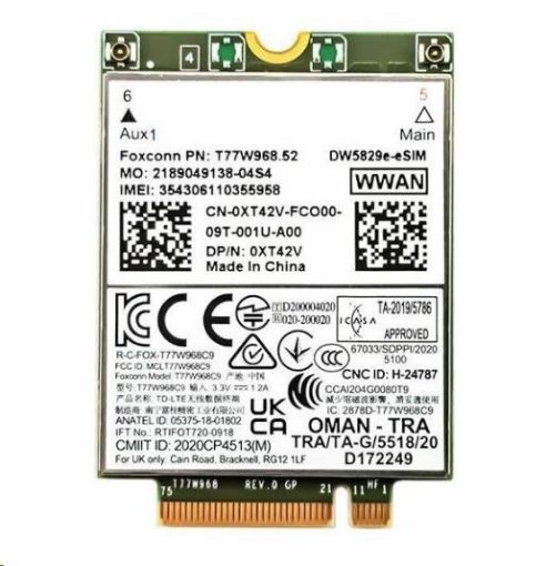 Obrázek DELL DW5829E - eSIM WWAN 2x2 Card Snapdragon X20 LTE for Laptop, WW