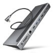 Obrázek AXAGON HMC-4KX3 USB 5Gbps hub, 3x USB-A, 2x HDMI, DP, RJ-45 GLAN, SD/microSD, audio, PD 100W, kabel USB-C 40cm