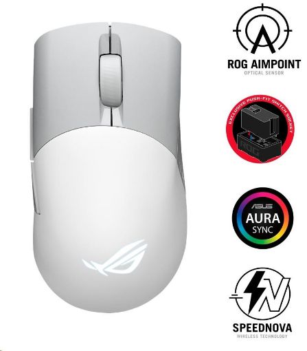 Obrázek ASUS myš ROG KERIS WIRELESS AIMPOINT WHITE (P709), RGB, Bluetooth, bílá