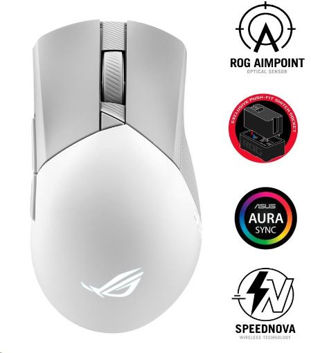 Obrázek ASUS myš ROG GLADIUS III Wireless Aimpoint White (P711), RGB, Bluetooth, bílá