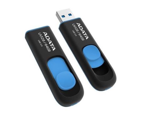 Obrázek ADATA Flash Disk 256GB UV128, USB 3.1 Dash Drive (R:90/W:40 MB/s) černá/modrá