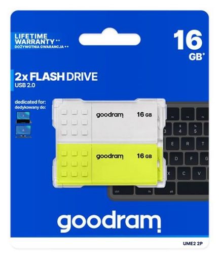 Obrázek GOODRAM Flash Disk 2x16GB UME2, USB 2.0, bílá, žlutá