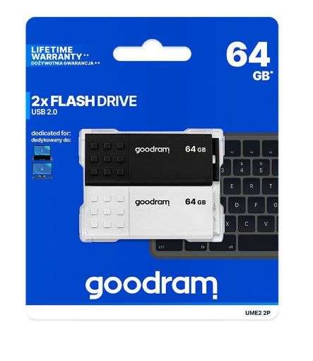 Obrázek GOODRAM Flash Disk 2x64GB UME2, USB 2.0, bílá, černá