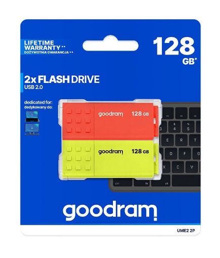 Obrázek GOODRAM Flash Disk 2x128GB UME2, USB 2.0, červená, žlutá