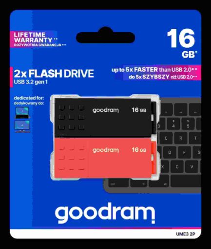 Obrázek GOODRAM Flash Disk 2x16GB UME3, USB 3.0, oranžová, černá