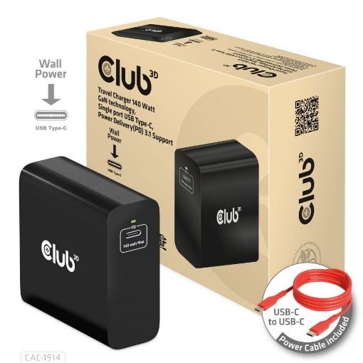 Obrázek Club3D cestovní nabíječka USB-C 140W GaN Technologie, 1xUSB-C, podpora PD 3.1