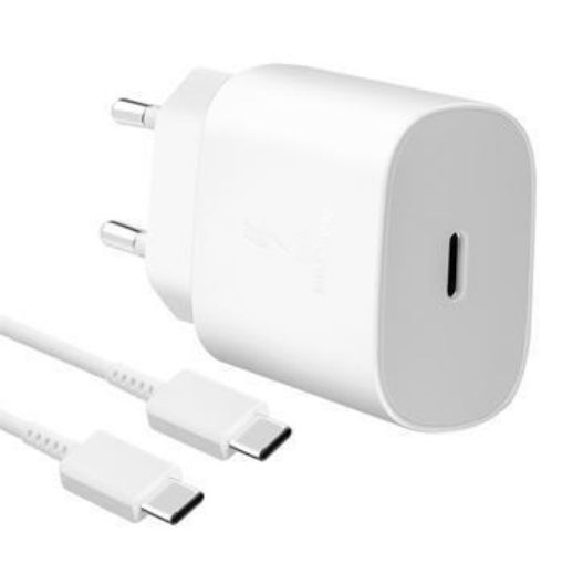 Obrázek Samsung síťová nabíječka EP-TA800EWE + kabel EP-DA905BWE USB-C, 25W, bílá, (bulk)