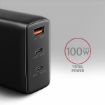 Obrázek AXAGON ACU-DPQ100, GaN nabíječka do sítě 100W, 3x port (USB-A + dual USB-C), PD3.0/PPS/QC4+/Apple, černá