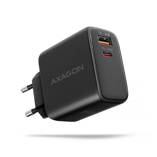 Obrázek AXAGON ACU-PQ45 GaN nabíječka do sítě 45W, 2x port (USB-A + USB-C), PD3.0/PPS/QC4+/SFC 2.0/AFC/Apple