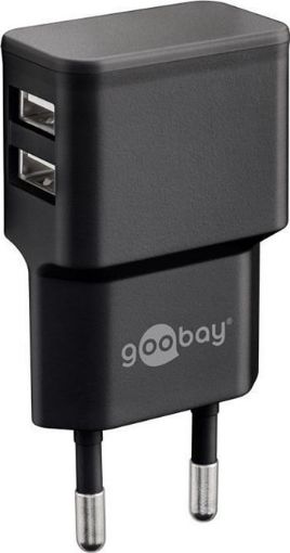 Obrázek Goobay Napájecí a nabíjecí adaptér 230V na 2x USB, max.2,4A, černý