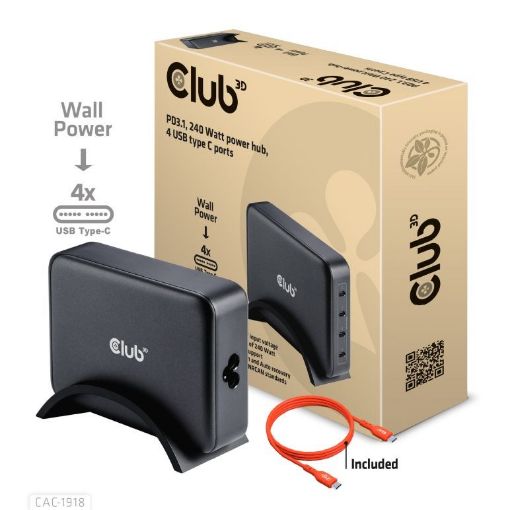 Obrázek Club3D cestovní nabíječka 240W GaN technologie, 4xUSB-C, PPS + PD 3.1 Support