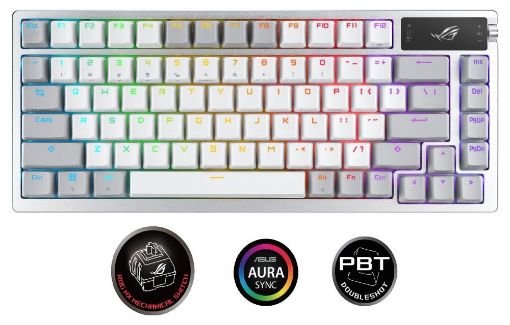 Obrázek ASUS klávesnice ROG AZOTH Moonlight White, mechanická, Bluetooth, US, bílá